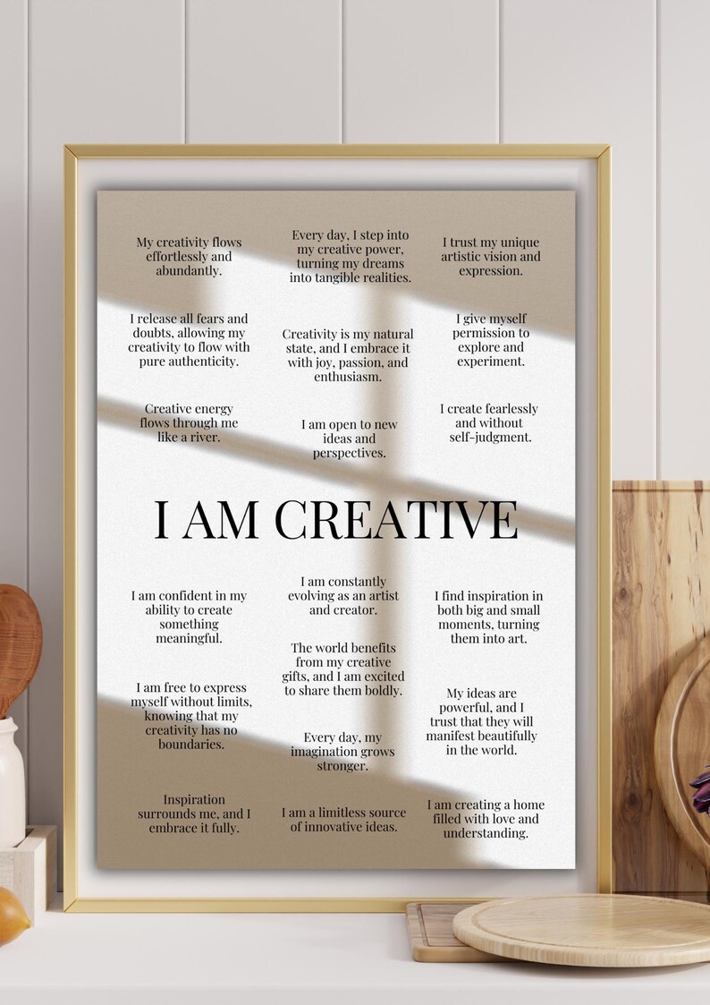 Creativity Affirmations Printable | Motivational Wall Art for Artists ...