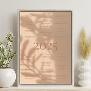 Poster stampabile con affermazione 2025 / Citazioni motivazionali per il nuovo anno / Arte murale ispiratrice / Affermazioni positive per il successo