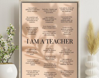 Póster imprimible con afirmaciones inspiradoras para profesores/arte mural motivacional para el aula/citas inspiradoras para educadores/regalos para profesores