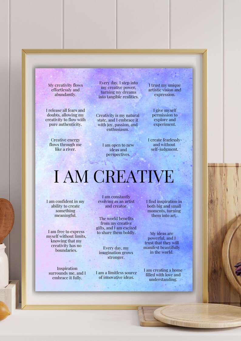 Printable Creativity Affirmation Poster | Elevate Your Ideas | Artistic ...