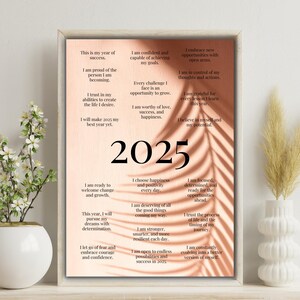 Poster stampabile con affermazione 2025 / Citazioni motivazionali per il nuovo anno / Affermazioni positive per il successo e la crescita / Arte murale ispiratrice