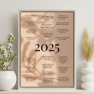 Poster stampabile con affermazione 2025 / Citazioni motivazionali per il nuovo anno / Arte murale ispiratrice / Affermazioni positive per il successo