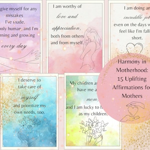 Carte di affermazione della mamma, Affermazioni di maternità stampabili, Carte di cura di sé per le mamme, Promemoria motivazionali per la mamma, Affermazioni di resilienza