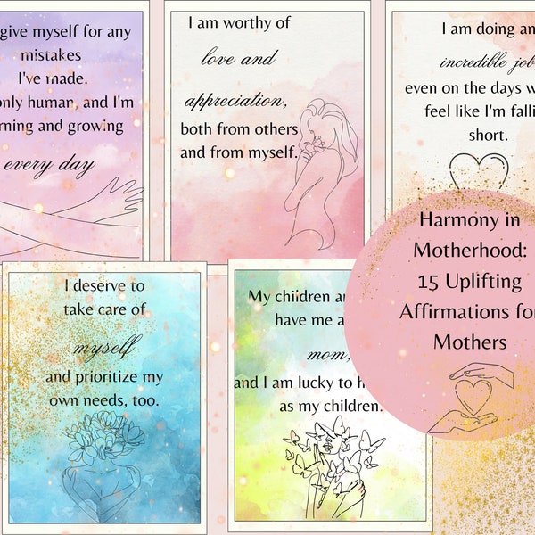 Mom Affirmation Cards, Printable Motherhood Affirmations, Self-Care Cards for Moms, Inspirational Mom Reminders, Resilience Affirmations
