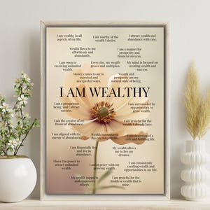 Attract Wealth and Prosperity: Printable Affirmations Poster for Positive Money Mindset and Financial Success