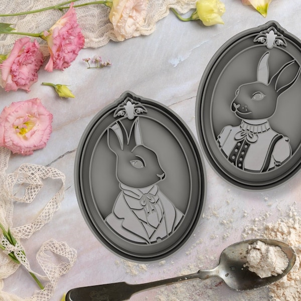 Emporte-pièce pour biscuits personnalisés victorian rabbit lapin, pour fêter Pâques lapin, oeuf chocolat