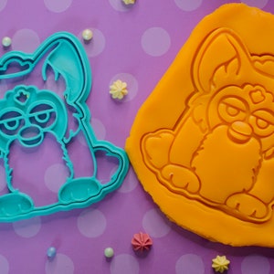 Retro Furby cookie cutter collectible vintage Polly Pocket style toy for kids birthday or tea party fun. Wedding cookie cutter.