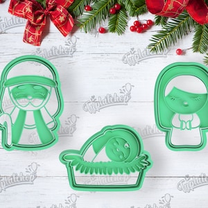 Nativity Scene Cookie Cutter - Personalized Nativity Cookie Cutter Set - Santa Claus Christmas Cookie