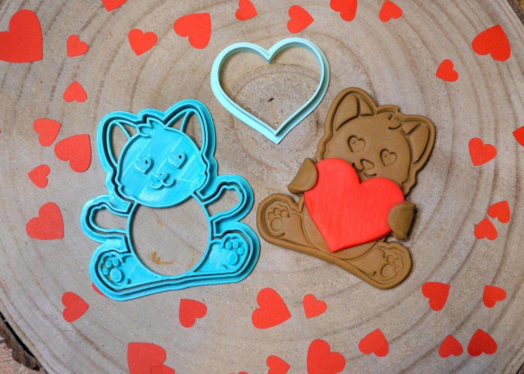 Emporte-Pièce Chat Valentin avec Coeur, Pour Biscuits de St à Offrir