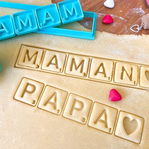 Cortadores de galletas y sellos para el día del padre, carta de scrabble - galleta para ofrecer