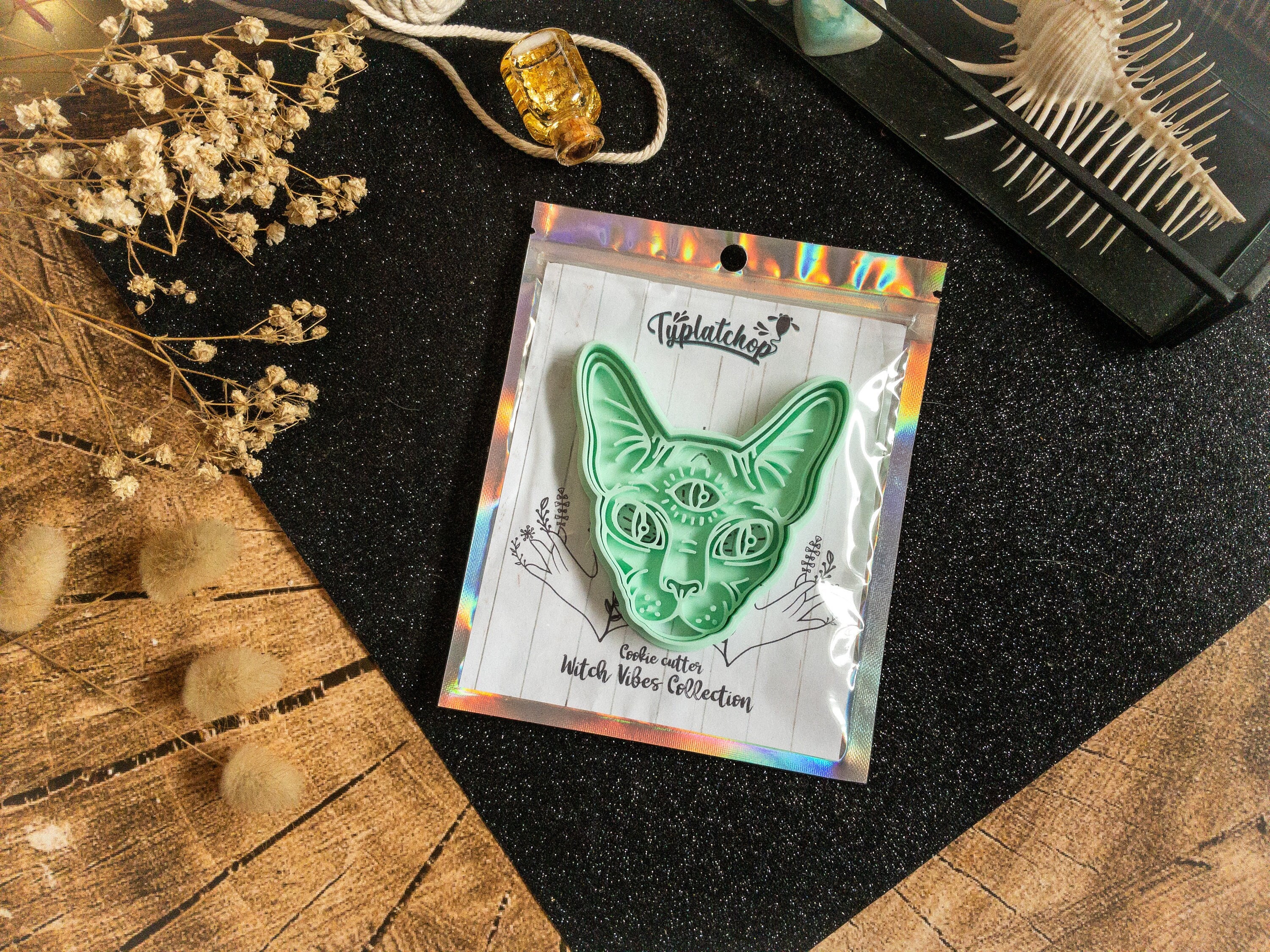 Emporte-Pièce 3 Eye Cat Chat Sphynx/Witch Vibes Biscuit Personnalisé Meowgic Astrologie Spiritual 3r