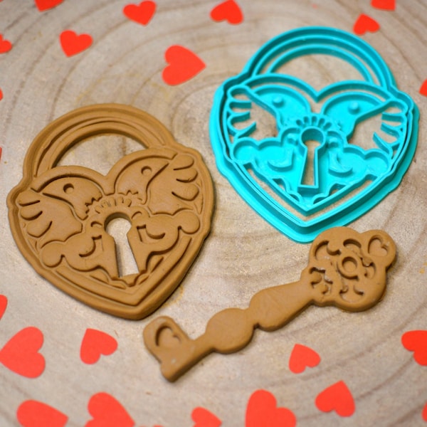 Emporte-pièce cadenas avec clef, pour biscuits de st valentin à offrir amour