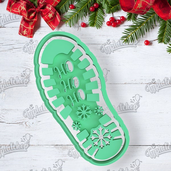Santa's boot footprint cookie cutter - personalized cookie Santa claus christmas cookie santa claus footprints