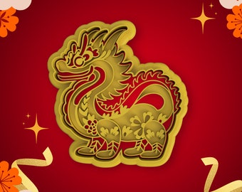 Dragon Cookie Cutter, 2024 Year of the Dragon Chinese New Year Horoscope - Chinese New Year Cookie Cutter - for Cute Kawaii Cookies