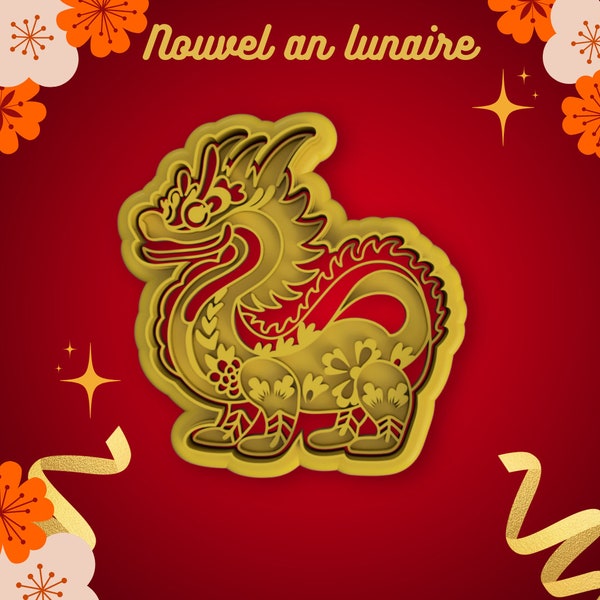 Emporte-pièce dragon, 2024 année du dragon Nouvel an chinois horoscope - chinese new year cookie cutter - pour biscuits mignon kawaii