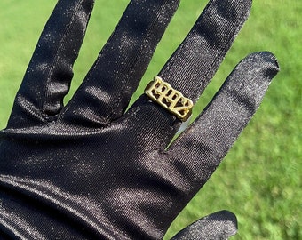 Old English Birth Year - Date 1992 Gold Metal Ring