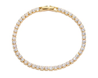 Pulseira Redonda de Zircônia Cúbica - Ouro