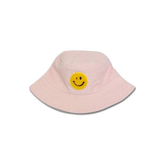 Smiley Face Embroidered Towel Terrycloth Bucket Hat Winter Cap