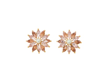Brincos de flor rosa suave