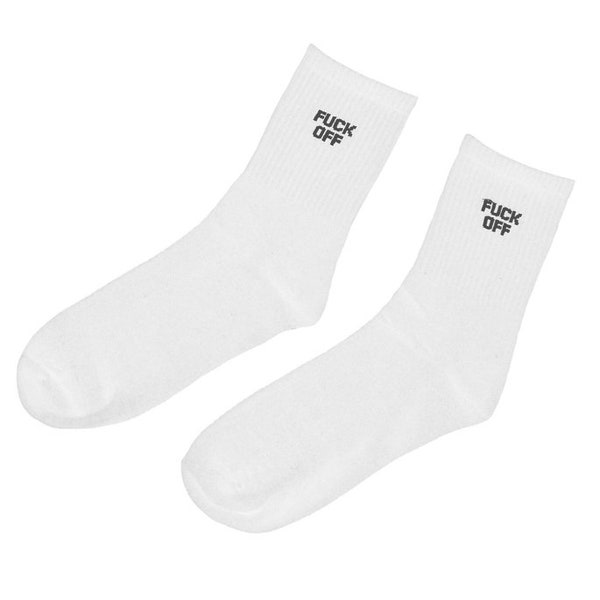 Fuck Off Crew Socks - White/Black