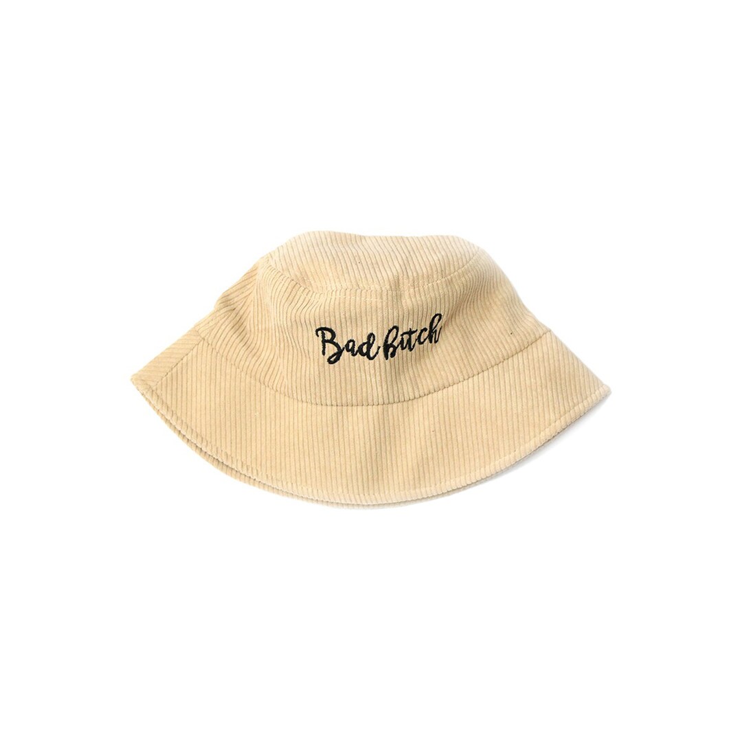 Bad Bitch Cursive Embroidered Bucket Hat - Beige/black - Etsy