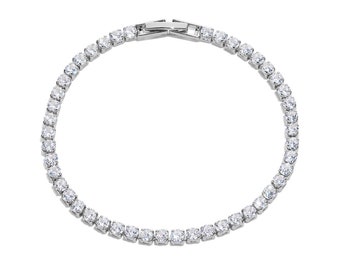 Pulseira Redonda de Zircônia Cúbica - Prata
