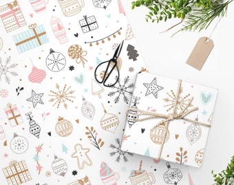 Christmas Wrapping Paper, Retro Christmas Wrapping Paper, Holiday Gift Wrap, Colorful Gift Wrap, Wrapping paper for her, kids wrapping paper