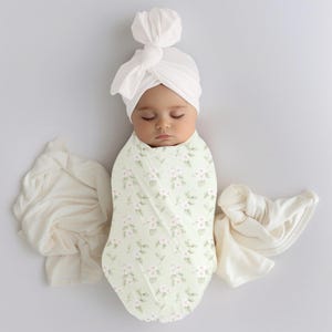 Manta para bebé niña, Conjunto de envoltorio para bebé niña, Manta para bebé niña, Regalo de manta para envolver, Regalo para niña recién nacida, Regalo para baby shower, Bebé niña con flores