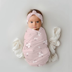 Manta para envolver a bebé, manta para envolver a niña, manta para niña, regalo de manta para envolver, regalo de niña recién nacida, regalo de baby shower, manta cottage core