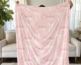 Manta personalizada, Manta com laço, Manta com nome para crianças, Manta para bebê menina, Manta para enrolar, Manta para ela, Manta infantil com nome personalizado
