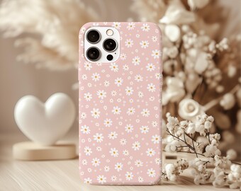 Pink Daisy Phone Cover, Floral phone case, Phone case for her, Phone case for iphone 16, Pink phone case, Phone cover girl, Samsung Galaxy