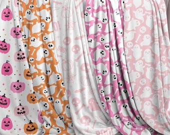 Halloween Blanket pink, Pink Halloween baby blanket, Baby girl swaddle, Halloween kids blanket, Fall baby girl, Halloween blanket for her