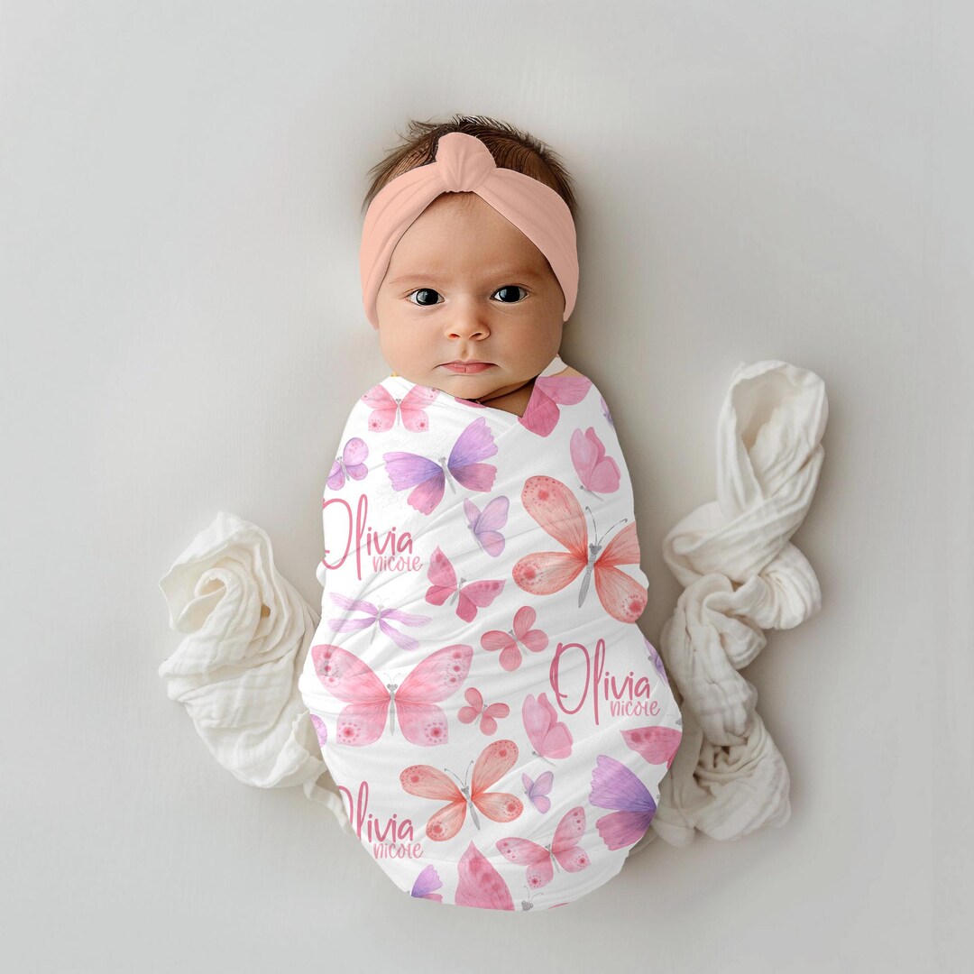 Personalized Baby Blanket, Butterfly Crib Sheet, Baby Changing Pad