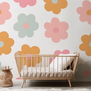 Floral Boho Peel and Stick Wallpaper: Baby Girl Nursery Decor