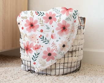 Floral Blanket girl, Baby girl blanket, Pink Rose blanket, Swaddle blanket set, Newborn gift, Baby shower gift, Swaddle set, Hospital baby