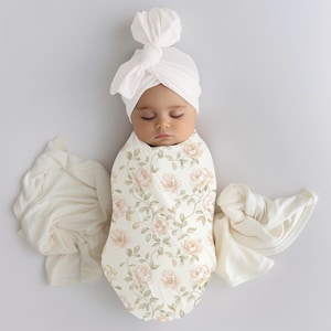 Baby Decke rosa Blumen, Baby Swaddle-Set, Swaddle-Decke, Geschenk für Neugeborene, Baby-Dusche-Geschenk, Swaddle-Set, Krankenhaus Baby