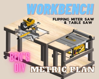 Medidas - Planos de banco de trabajo - Sierra ingletadora/sierra de mesa abatible