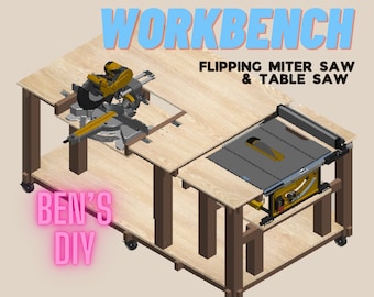 Planos de banco de trabajo ~ Sierra ingletadora/sierra de mesa reversible