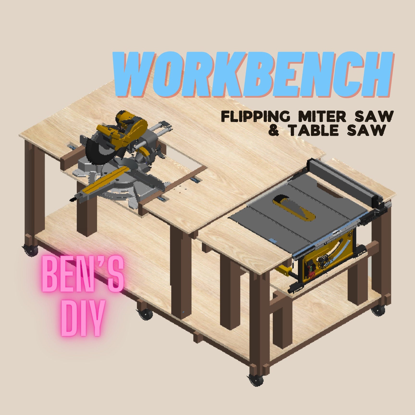 DIY Mobile Workbench with RIGID Table Saw & Miter Saw