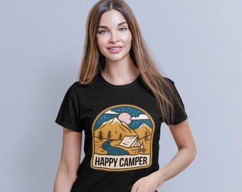 Happy Camper Shirt-Adventure Shirts-Nature Lover Gift-Outdoors Shirt-Camping Shirt-Hiking Shirt