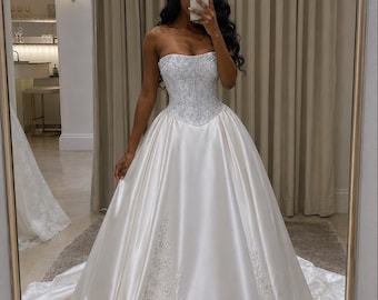 bridal wear Alfred Angelo Lace Strapless Wedding Dresses