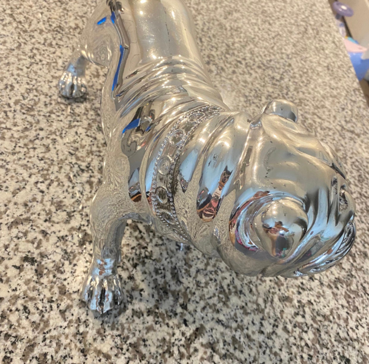  Französische Bulldogge Figur,Glänzende Galvanisierte