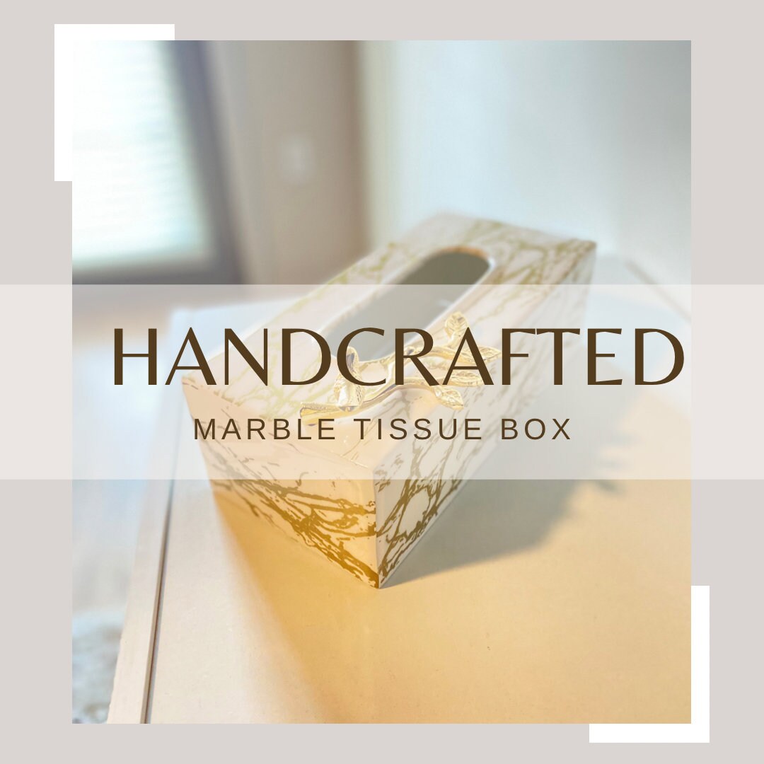 Handcrafted Marble Tissue Box Tissue Box Cover Tissue Box Holder Gold