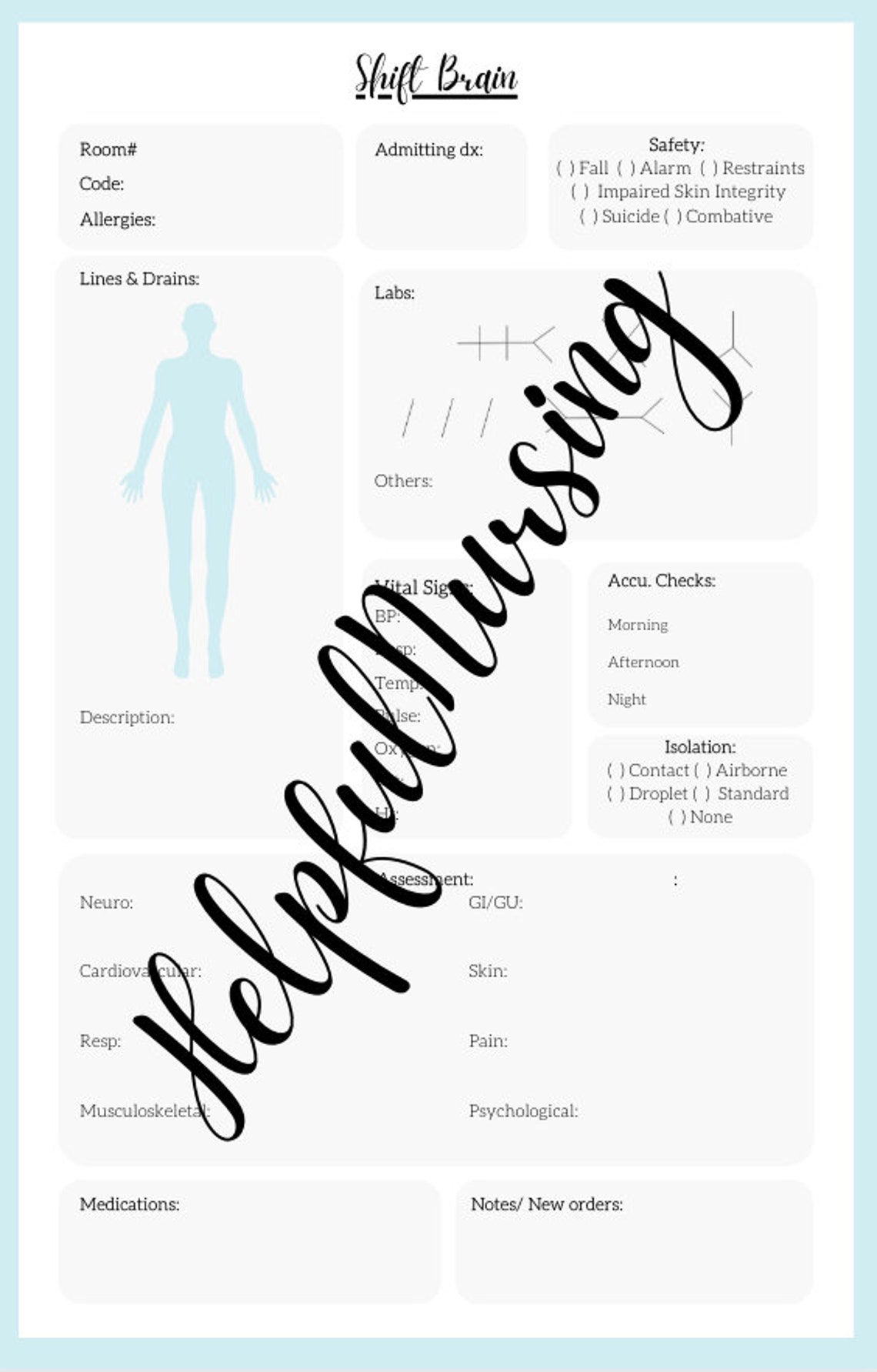 Clinical Templates for Nursing Students BUNDLE 18 Pages of | Etsy