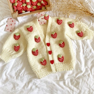 Cute Red Strawberry Cardigan,Strawberry Cardigan,Baby Profucts,Kids Sweater,Kids Clothings,Women Clothing,Kid School Clothing,Chunky Sweater