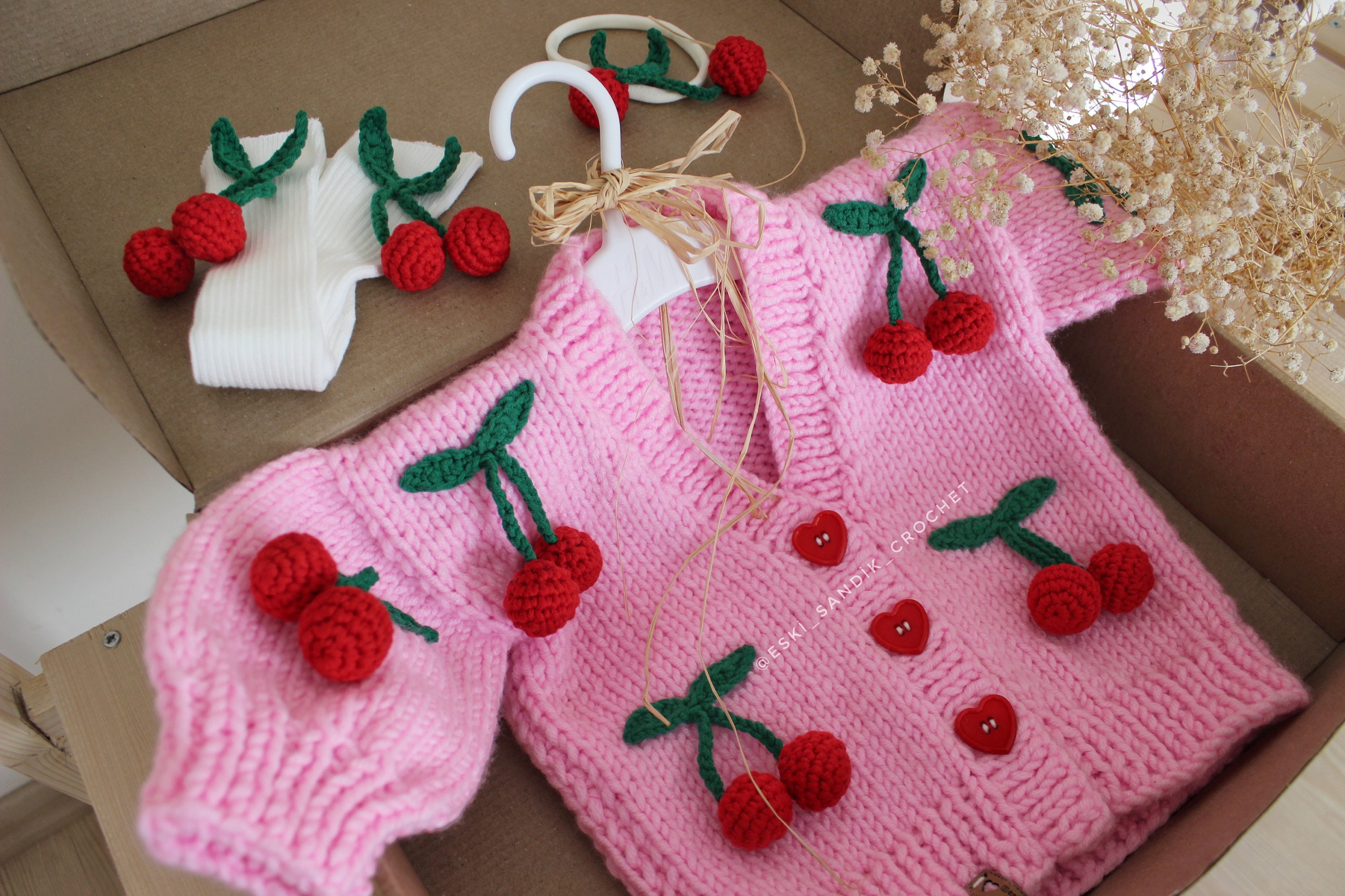 Gift,baby Suit,birthday Gift Etsy Sweater,easy Cherry - ,girl Pink Cardigan Pattern Cherry Cardigan,pink Cardigan