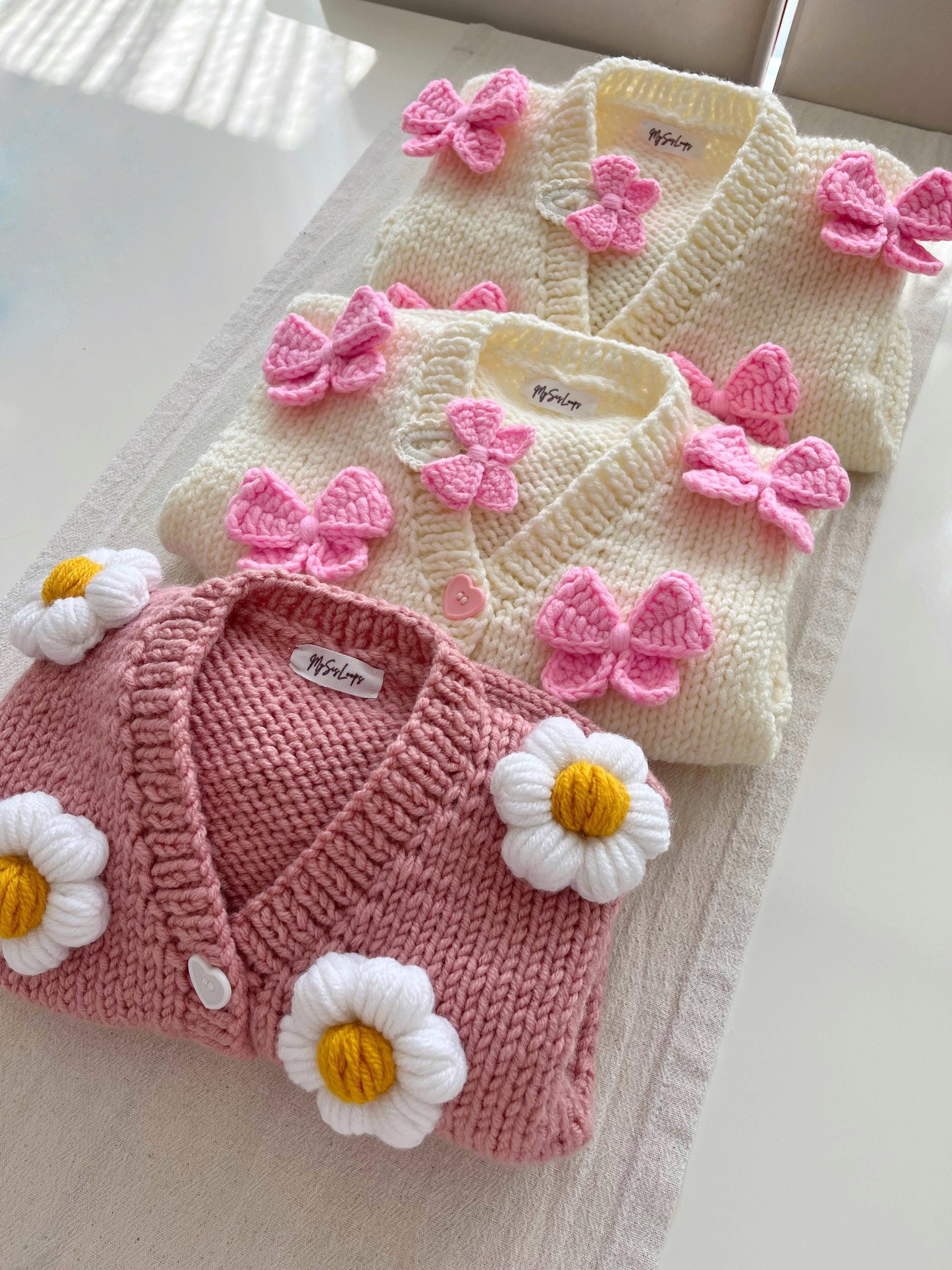 DAISYLIN KnitJacket 新品同様 DaisyHampton40 Daisy Knit Jacket, Chunky Knit Product, Handmade Daisy Pink