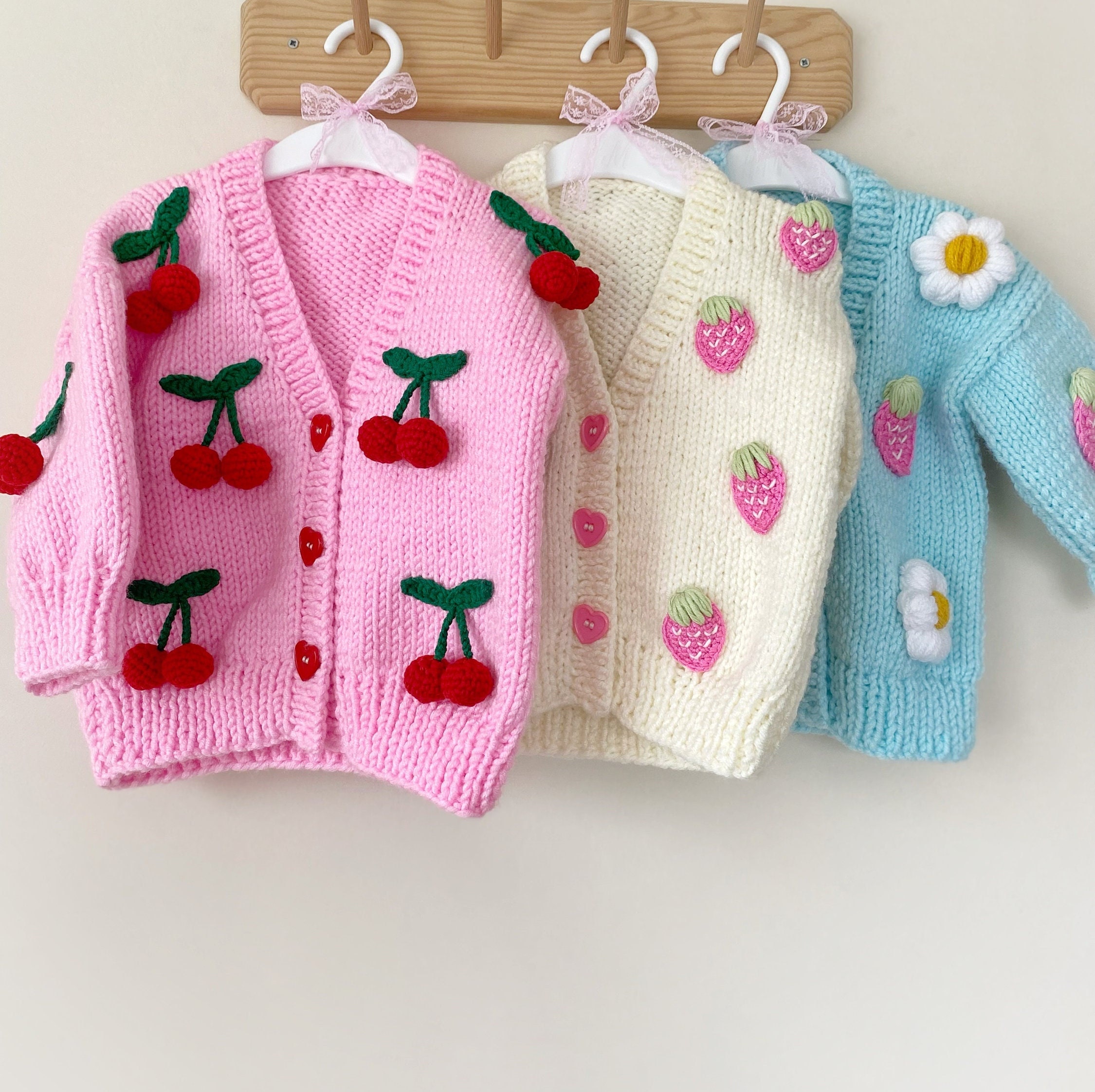 Cherry Pink Cardigan ,girl Cherry Cardigan,pink Pattern Sweater,easy  Cardigan Suit,birthday Gift,baby Gift - Etsy