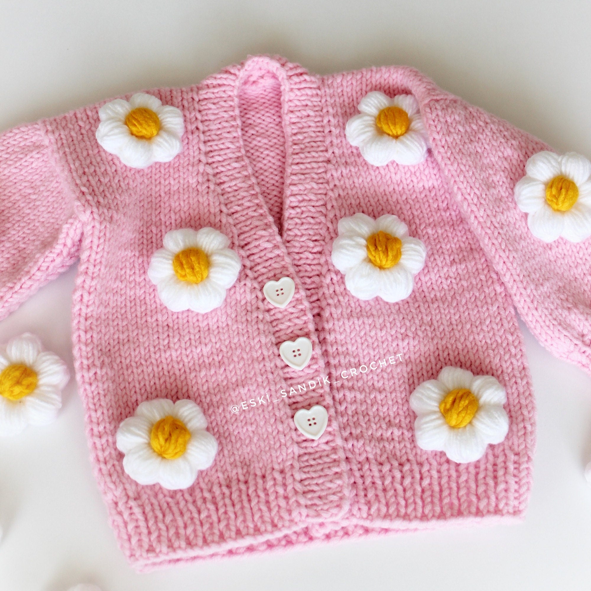 Baby Girl Cardigan Handmade Floral Cardigandaisy Flower - Etsy