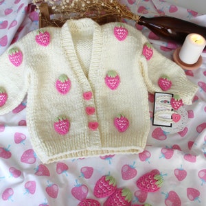 Cute Pink Strawberry Cardigan,Strawberry Cardigan,Baby Knit Products,Kids Sweaters,Kids Clothing,Knit Sweaters,Baby Gifts,Halloween Sweaters